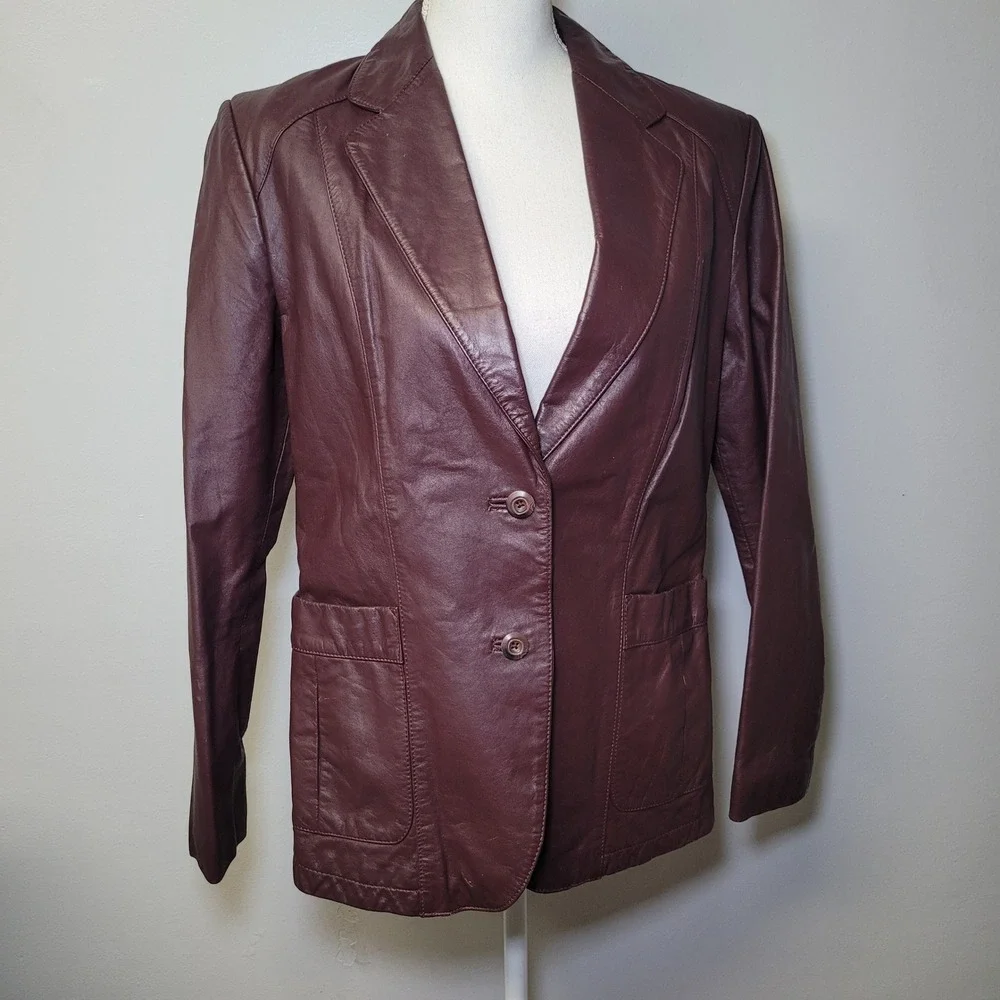 Wilsons‎ Leather Jacket Maroon Burgundy Wine Womens 14 Vintage